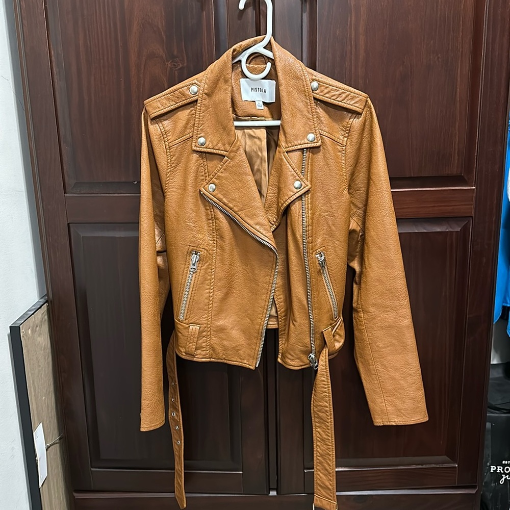 Pistola brown faux leather jacket L